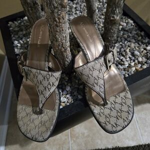 Anne Klein Signature Heeled Thong Sandals